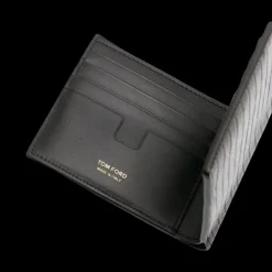 Portefeuille TOM FORD 2 volets cuir lézard marron fente carte