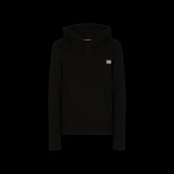 Pull à capuche DOLCE & GABBANA en laine et cachemire noir plaque logo métal