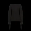 Pull ALBERTA FERRETTI col bateau laine vierge noir ruban satin manche