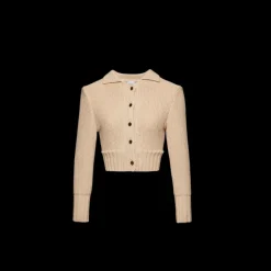 Pull Cardigan court MAGDA BUTRYM en tricot de coton à col rond beige