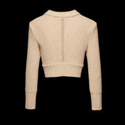Pull Cardigan court MAGDA BUTRYM en tricot de coton à col rond beige