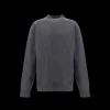 Pull col rond BALENCIAGA laine grise logo gomme manche