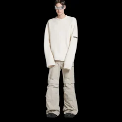 Pull col rond BALENCIAGA Fit large maille laine double écrue