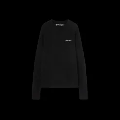 Pull col rond PALM ANGELS noir broderie logo écru