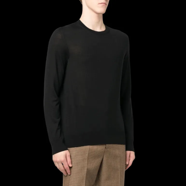 Pull col rond ZEGNA maille fine laine noire