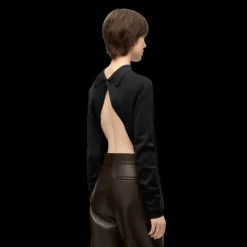 Pull dos à devant LOEWE polo maille soie noire