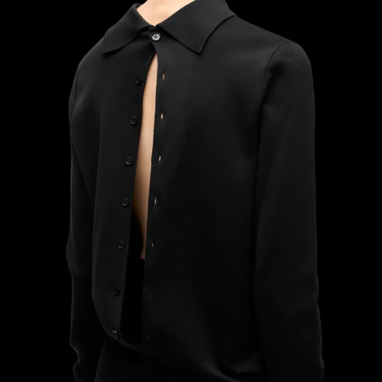 Pull dos à devant LOEWE polo maille soie noire