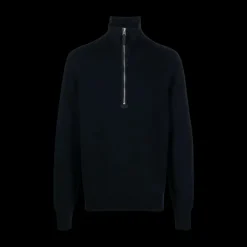 Pull maille TOM FORD col zippé laine cachemire bleu marine