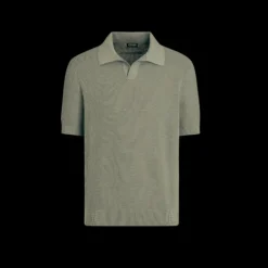Pull manche courte ZEGNA col Polo coton premium kaki