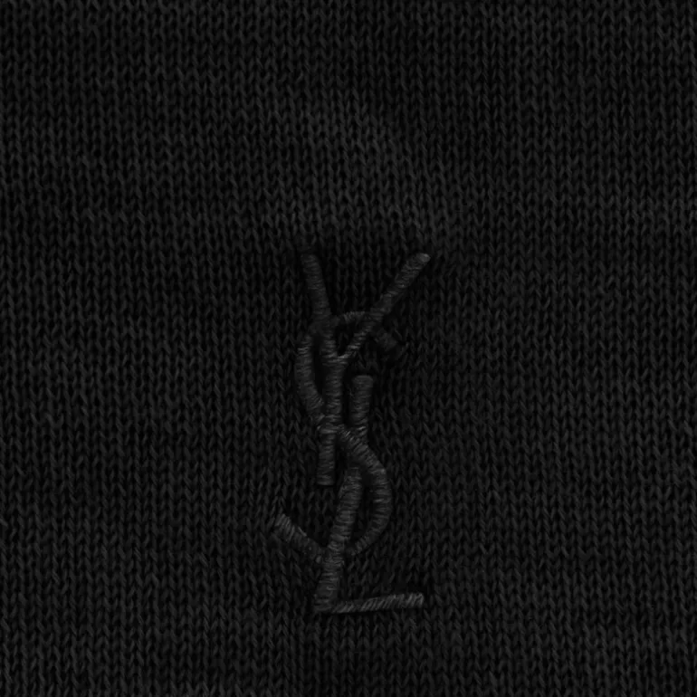 pull polo SAINT LAURENT manche courte laine responsable noir poche