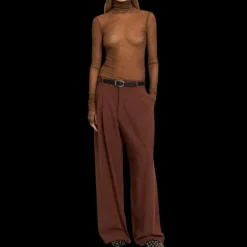 Pull-over PHILOSOPHY DI LORENZO SERAFINI col roulé tulle stretch marron