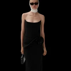 Robe bustier corset MAGDA BUTRYM midi fleur taille viscose noir