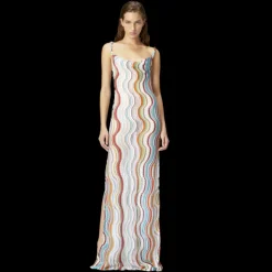 Robe cache-cœur MISSONI longue rayon fibre métal vague multicolore