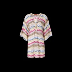 Robe caftan court dMISSONI entelle viscose lamé multicolore