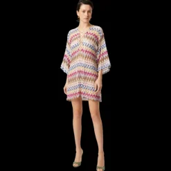 Robe caftan court dMISSONI entelle viscose lamé multicolore