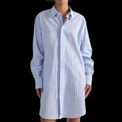 Robe chemise BARBARA BUI Oxford coton bleu ciel rayures blanc