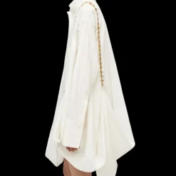 Robe chemise LOEWE courte coton blanc rayures Chaîne donut amovible