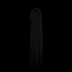 Robe longue KHAITE Roza viscose noir col foulard asymétrique