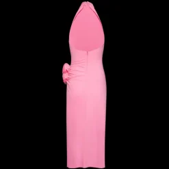 Robe MAGDA BUTRYM midi dos nu jersey rose drapée fendue fleurs