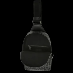 Sac à dos bandoulière DOLCE & GABBANA noir jacquard enduit logo gris