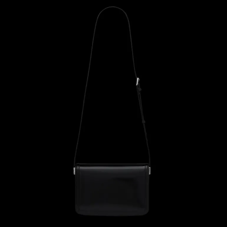 Sac à rabat SAINT LAURENT Solferino fermoir cassandre YSL cuir glacé noir