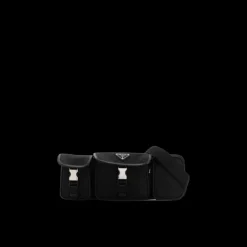 Sac banane à design multipoches nylon noir