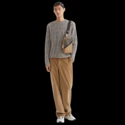 Sac banane FENDI rectangulaire toile FF marron cuir beige