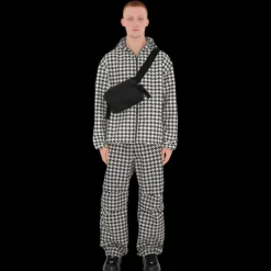 Sac Banane nylon check carreaux noir jacquard