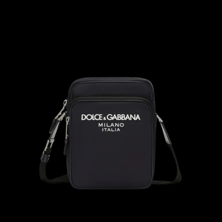 Sac bandoulière nylon bleu marine logo relief blanc DOLCE & GABBANA