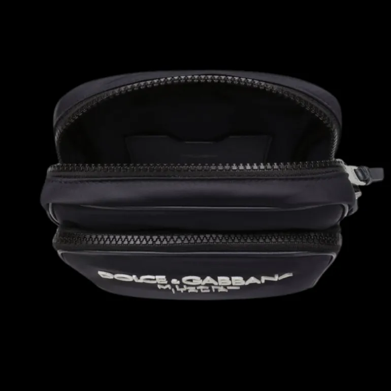 Sac bandoulière nylon bleu marine logo relief blanc DOLCE & GABBANA