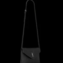 Sac bandoulière SAINT LAURENT Enveloppe Cassandre cuir agneau embossé noir