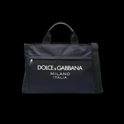 Sac Cabas DOLCE & GABBANA fourre-tout nylon bleu marine logo relief blanc