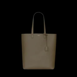 Sac cabas SAINT LAURENT shopping bag  cuir grainé vert kaki