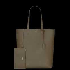 Sac cabas SAINT LAURENT shopping bag  cuir grainé vert kaki