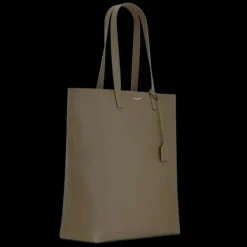 Sac cabas SAINT LAURENT shopping bag cuir grainé vert kaki