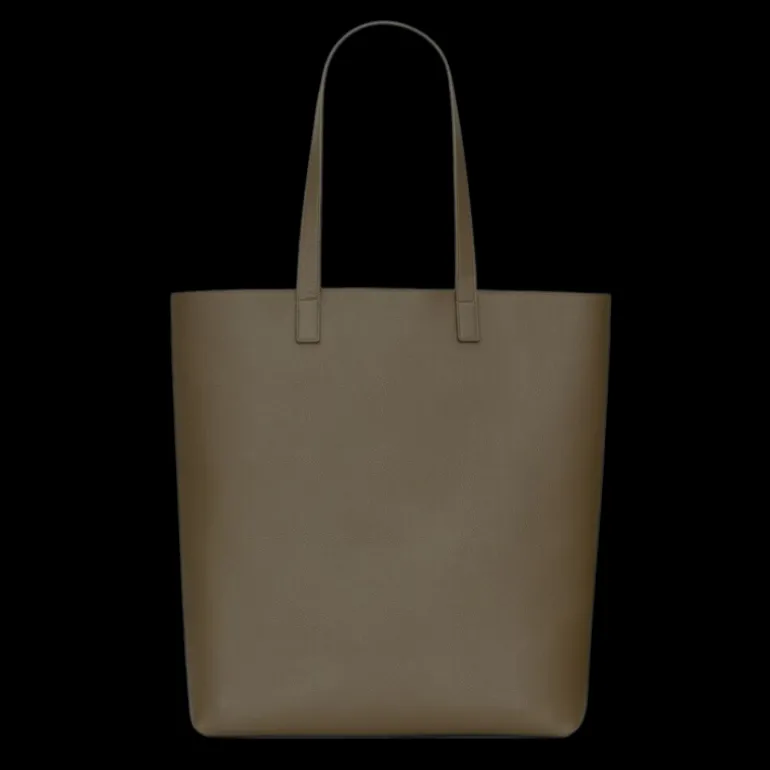 Sac cabas SAINT LAURENT shopping bag cuir grainé vert kaki
