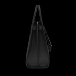 Sac de jour SAINT LAURENT Thin Cabas cuir veau grainé noir détail doré