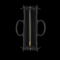 Sac de jour SAINT LAURENT Thin Cabas cuir veau grainé noir détail doré