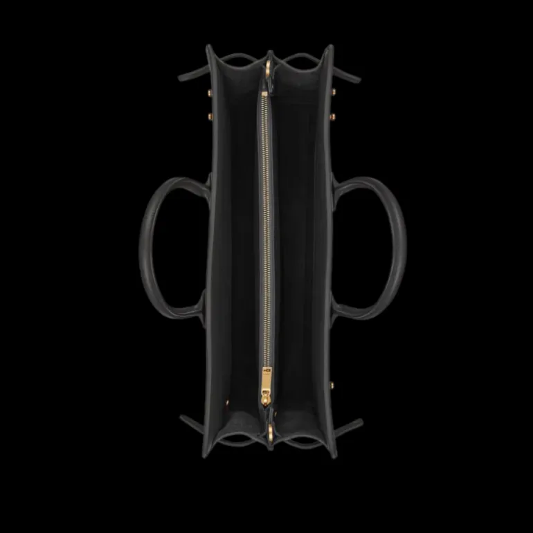 Sac de jour SAINT LAURENT Thin Cabas cuir veau grainé noir détail doré