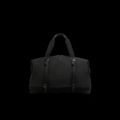 Sac de sport MONCLER Tech imperméable nylon noir bordure cuir logo métal noir