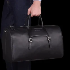 Sac de Voyage 48h SANTONI porté main cuir nylon bleu