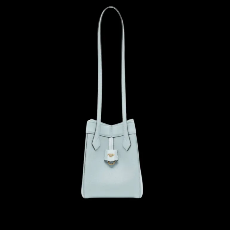Sac FENDI Origami mini format cuir grainé bleu clair