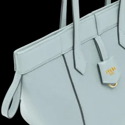 Sac FENDI Origami mini format cuir grainé bleu clair