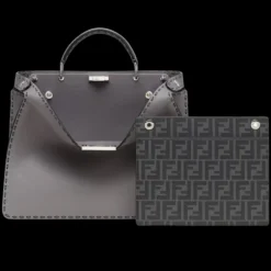 Sac FENDI Peekaboo ISeeU Medium Selleria cuir gris surpiqué