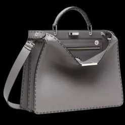 Sac FENDI Peekaboo ISeeU Medium Selleria cuir gris surpiqué