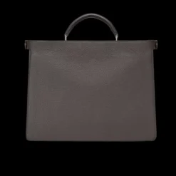 Sac FENDI Peekaboo ISeeU moyen cuir grainé marron foncé