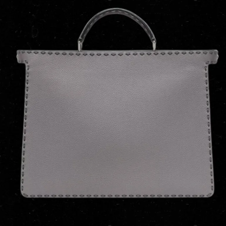 Sac FENDI Peekaboo ISeeU Medium Selleria cuir gris surpiqué