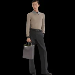 Sac FENDI Peekaboo X-lite cuir gris surpiqué bandoulière