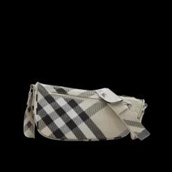 Sac Messenger BURBERRY Banane check gris bleu bandoulière