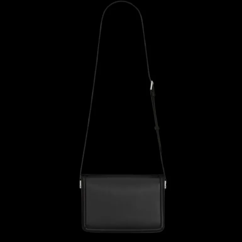Sac Messenger SAINT LAURENT bandoulière cuir Solferino noir logo YSL argent